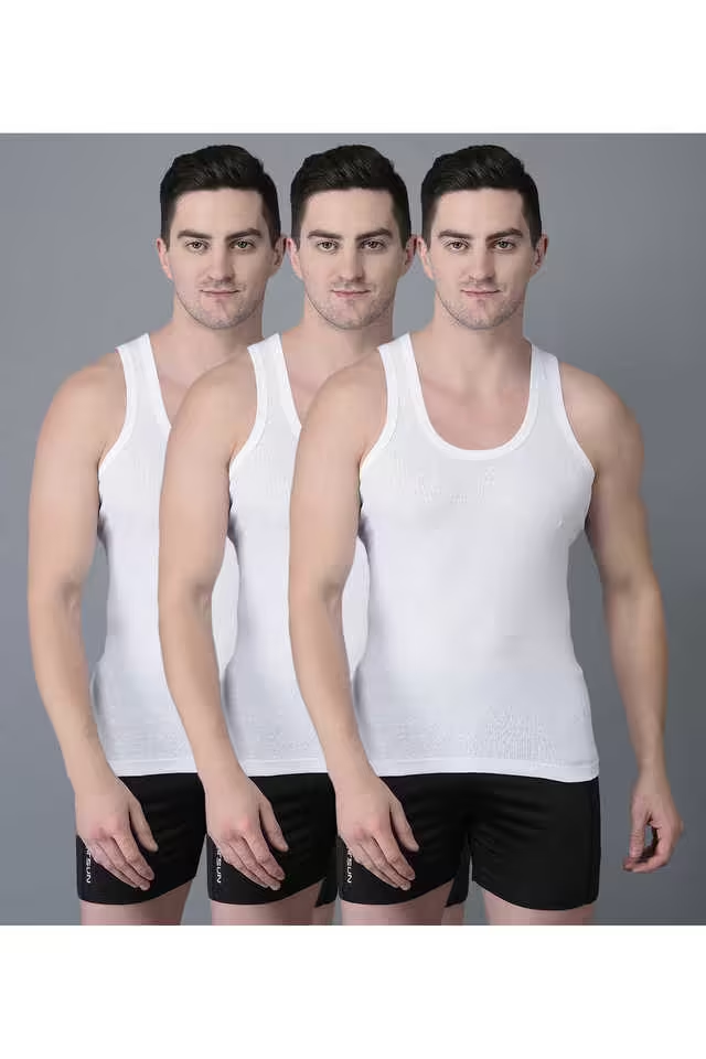 Men's White Pack of 3 Solid Cotton - Image 2