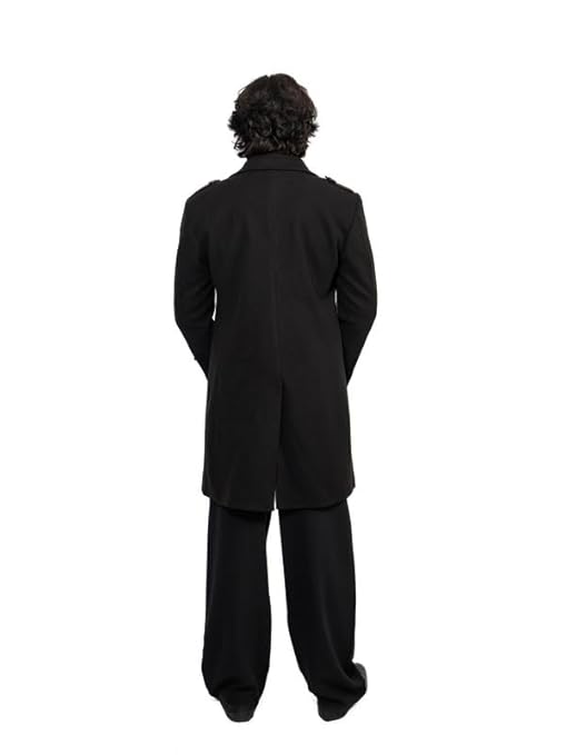 Men's Black Breasted Wool Blend Overcoat - Image 3