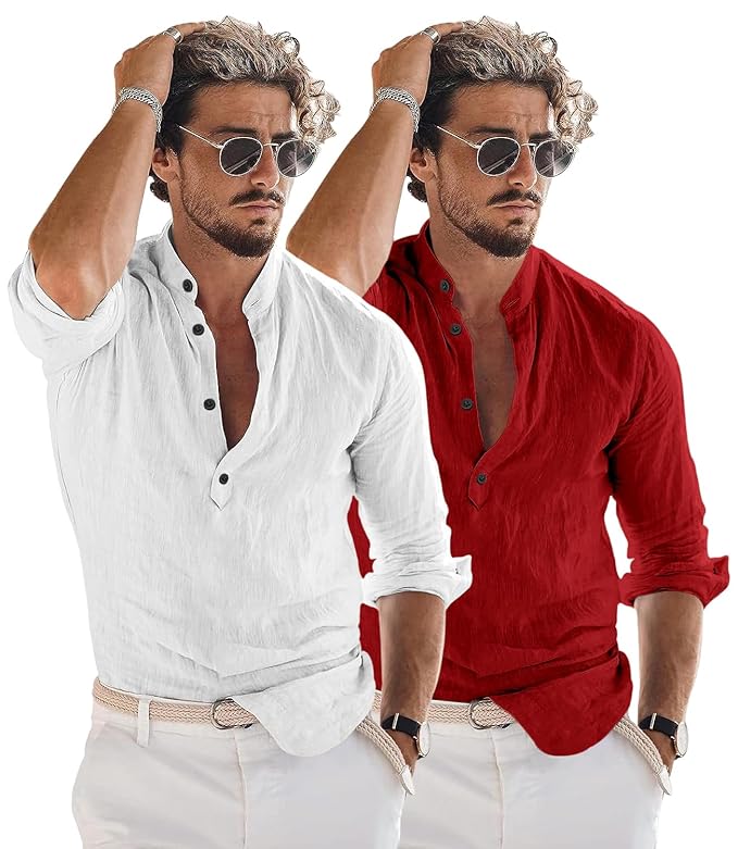 Combo of Men Solid Cotton Kurta Shirt - Image 4